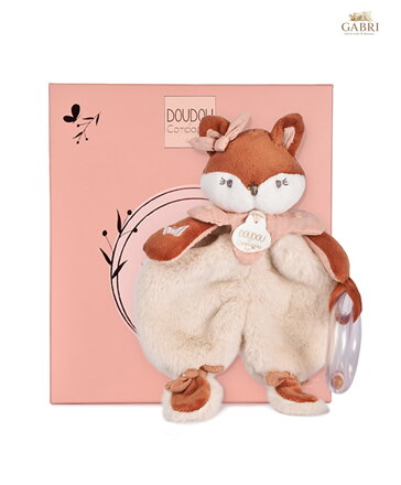 Doudou Dárková sada Plyšová liška Mina s chrastítkem 18 cm