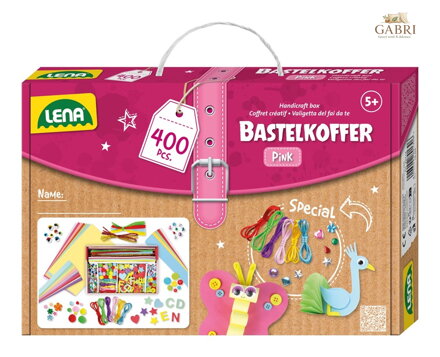Lena Kreativní kufřík pro malé kutily, růžový 400 ks