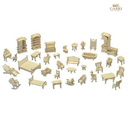 Woodcraft Dřevěné 3D puzzle Set nábytku