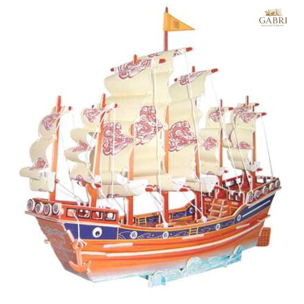 Woodcraft Dřevěné 3D puzzle Barevná plachetnice PC131