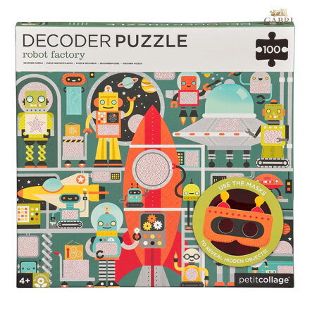 Petit Collage Puzzle roboti 100 ks s 3D brýlemi