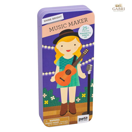 Petitcollage Magnetické puzzle Muzikantka - poškozená kovová krabička