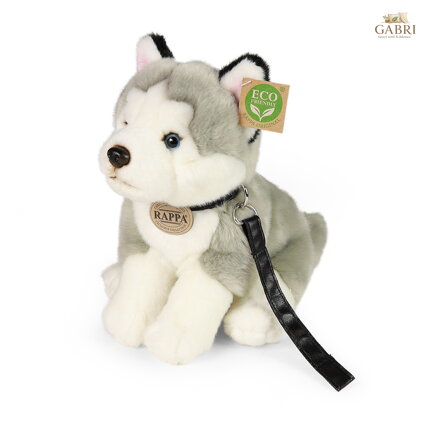 Rappa Plyšový pes husky sedící s vodítkem 28 cm ECO-FRIENDLY