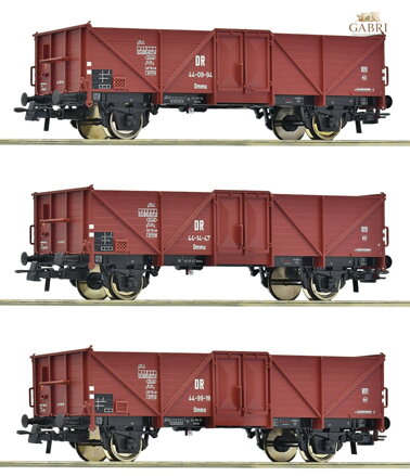 Roco Sada 3 ks otevřených nákladních vozů DR - 6600115