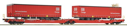 ROCO Dvojitý kloubový vagón T3000e se dvěma návěsy DB Cargo - 6600168