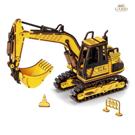 RoboTime 3D dřevěná mechanická skládačka Bagr