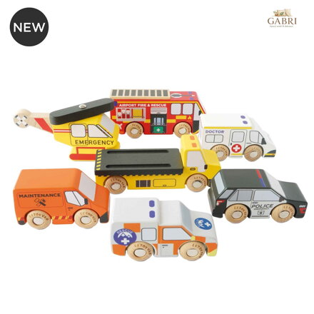 Le Toy Van Set záchranných autíček s vrtulníkem
