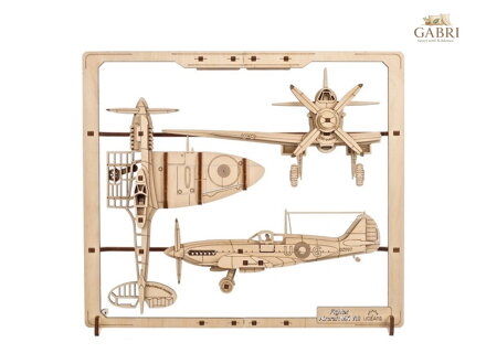Ugears 2,5D dřevěné mechanické puzzle Stíhací letadlo
