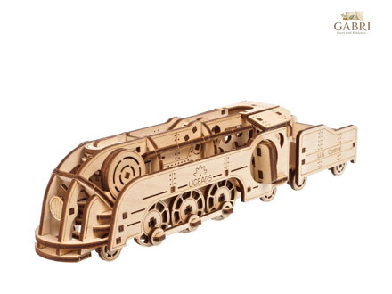 Ugears 3D dřevěné mechanické puzzle MINI Lokomotiva