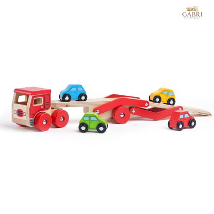 Bigjigs Toys Dřevěný kamion s auty