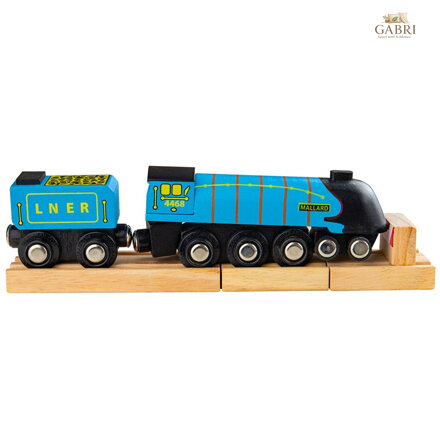 Bigjigs Rail Dřevěná replika lokomotivy Mallard + 3 koleje