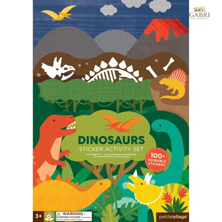 Petit Collage Znovupoužitelné samolepky se scénou Dinosauři