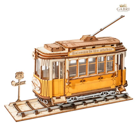 RoboTime 3D dřevěná skládačka Historická tramvaj