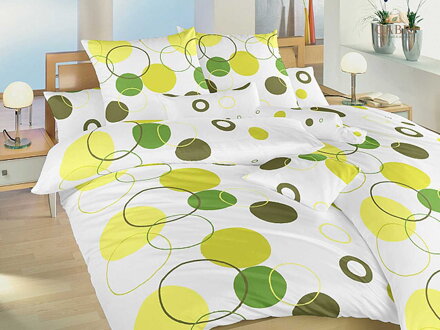 Povlečení flanel Planety zelené 140x200, 70x90 cm