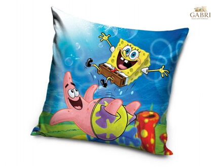 Dětský polštářek Sponge Bob a Patrikova trampolína 40x40 cm
