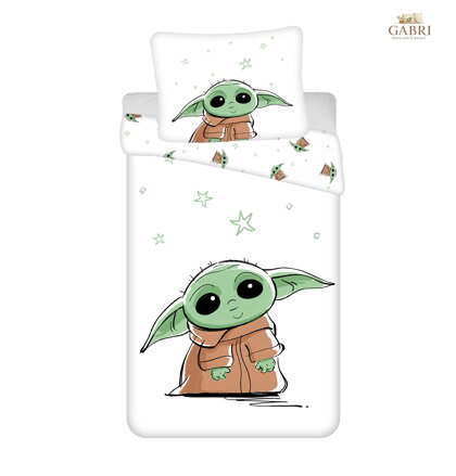 Jerry Fabrics Povlečení bavlna Star Wars Baby Yoda 140x200, 70x90 cm