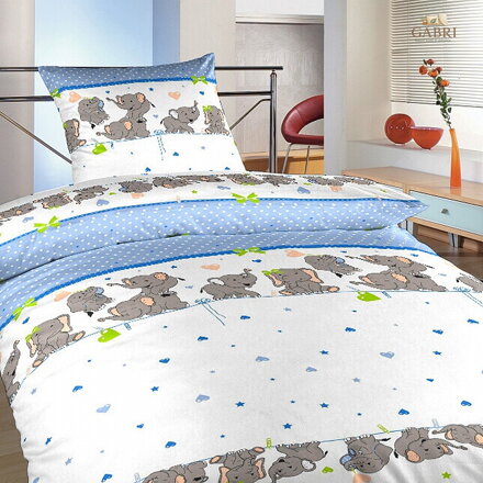 Dadka Povlečení krep Sloni denim 140x200, 70x90 cm