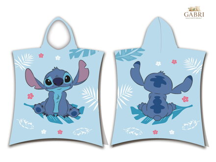 Jerry Fabrics Plážová osuška pončo Lilo and Stitch Blue 50x115 cm
