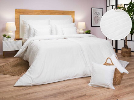 Dadka Povlečení atlas grádl Polycotton bílý pruh 140x200, 70x90 cm