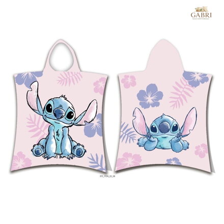 Jerry Fabrics Plážová osuška pončo Lilo a Stitch Pink 50x115 cm