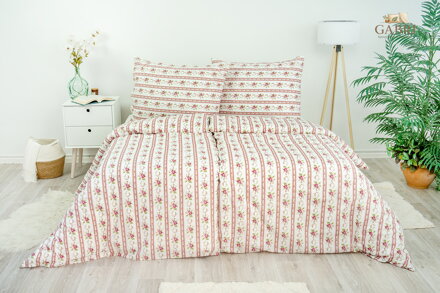 Ložní povlečení bavlněné Stanex retro růžové (LS248), 140 x 220 + 90 x 70, Knoflíkové