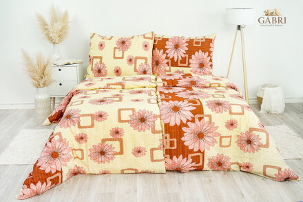Ložní povlečení krepové Stanex slunečnice růžová (LS118), 140 x 220 + 90 x 70, Knoflíkové