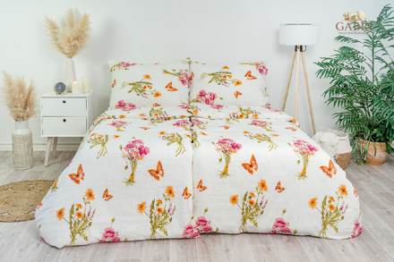 Ložní povlečení krepové Stanex louka (LS371), 200 x 220 + 2ks 90 x 70, Knoflíkové