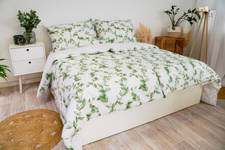 Ložní povlečení krepové Stanex eukalyptus oboustranný (LS400), 140 x 200 + 90 x 70, Knofllíkové