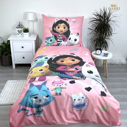 Ložní povlečení bavlněné Gabby´s Dollhouse 02, 140 x 200 + 90 x 70, Zip