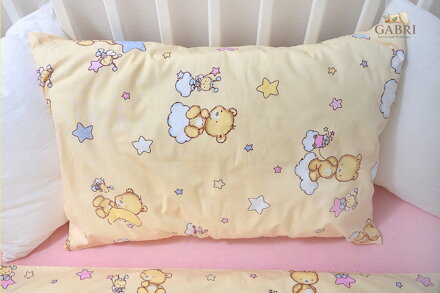 Dětské ložní povlečení krepové Stanex medvídek s hvězdičkami béžový (LS316), 135 x 90 + 40 x 60, Knoflíkové