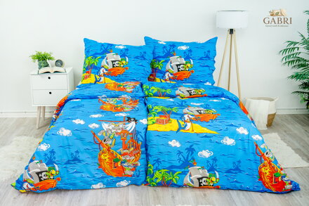 Dětské ložní povlečení bavlněné Stanex piráti (LS336), 140 x 200 + 90 x 70, knoflíkové