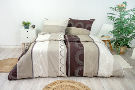Ložní povlečení bavlněné Stanex machiato (LS274), 140 x 200 + 90 x 70, Knoflíkové