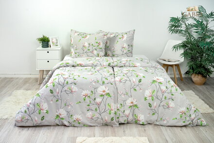 Ložní povlečení bavlněné Stanex magnolie (LS293), 140 x 200 + 90 x 70, Knoflíkové