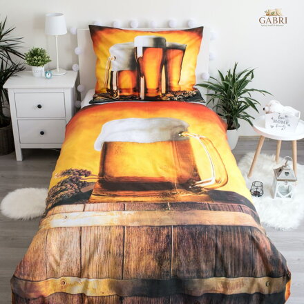 Ložní povlečení bavlněné pivo (LS357), 140 x 200 + 90 x 70, Zip
