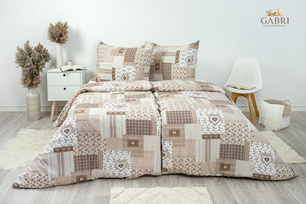 Ložní povlečení krepové Stanex pečvork béžový (LS297), 140 x 200 + 90 x 70, Knoflíkové