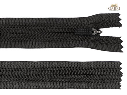 Spirálový zip skrytý No 3 délka 25 cm na outdoorové oděvy a doplňky, semi-autolock