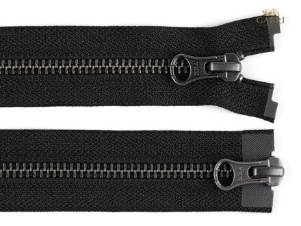 Zip kovový YKK No 5 dělitelný 2 jezdce / dvoucestný 50 cm na kožené bundy