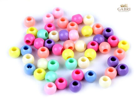 Plastové korálky s velkým průvlekem 8x10 mm pastelový mix