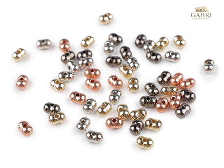 Plastové korálky peanut metalic mix 5x8 mm
