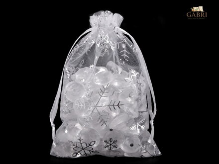 Vánoční dárkový pytlík vločky 10x15 cm organza