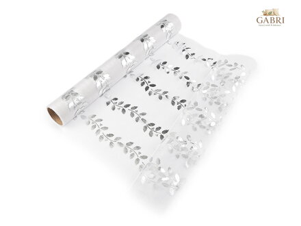 Vánoční organza s potiskem - cesmína, šíře 36 cm