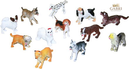 Psi různé rasy plastové figurky 4-5cm set 12ks v sáčku