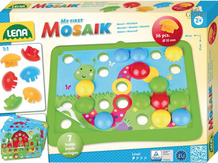 LENA Baby mozaika Příroda klouboučky 36ks + předlohy 7ks v krabici