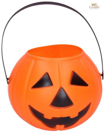 Kotlík čarodějnický dýně s rukojetí 15cm Halloween plast
