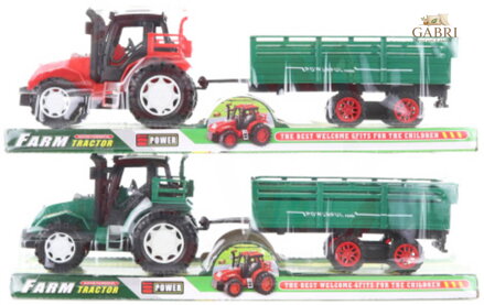 Traktor zemědělský na setrvačník plastový set s vlekem 2 barvy