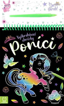 Vyškrabávací obrázky Poníci 16x26cm set se škrabacím perem
