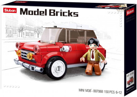 SLUBAN Model Bricks Auto Mini vůz červený 150 dílků + 1 figurka STAVEBNICE