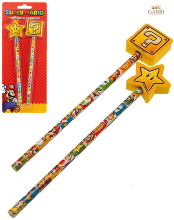 Školní dětský set 2 obyčejné tužky + topper Super Mario potřeby pro školáky