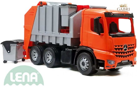 LENA Auto popelářské Mercedes Arocs 72cm 3 osy set se 2 kontejnery plast