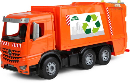LENA WORXX Auto Mercedes-Benz Arocs popeláři funkční + 2 popelnice